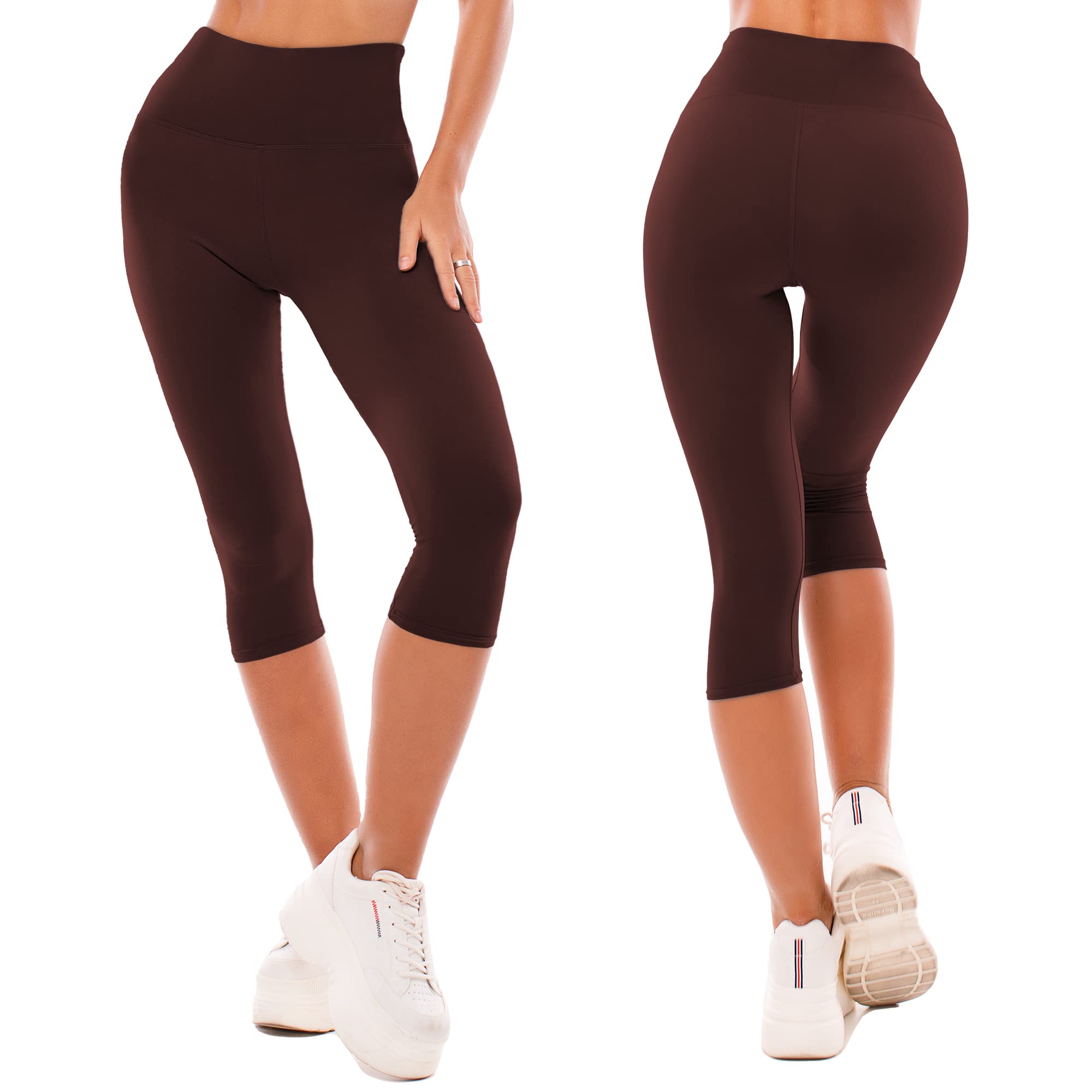 SINOPHANT 3/4 Leggins Capri Vita Alta Donna, Estivi Leggings Donna Fitness Corti Pantaloncini Yoga Coprenti Pinocchietto Opaco Elastici Morbido per Sportivi o Casual