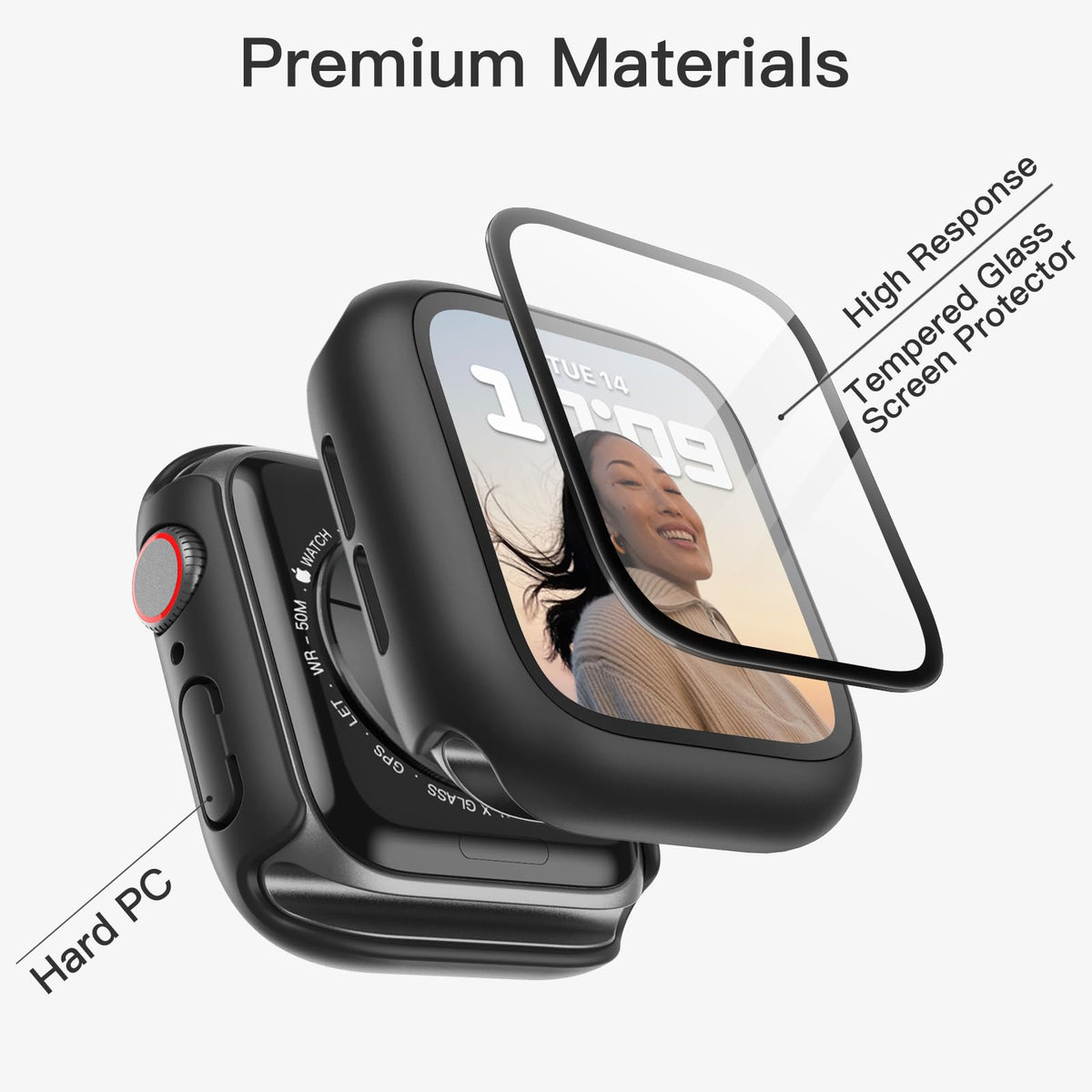 JETech Cover per Apple Watch Series 11/10 46mm, Nero