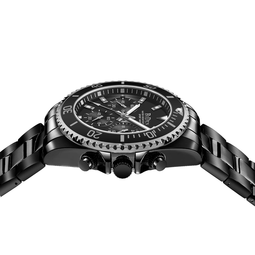 BIDEN Orologio Uomo Orologio Militare Acciaio Cronografo Impermeabile Luminosi Design Orologi Quadrante Grande da Polso Elegante Sportivo Analogici Data…