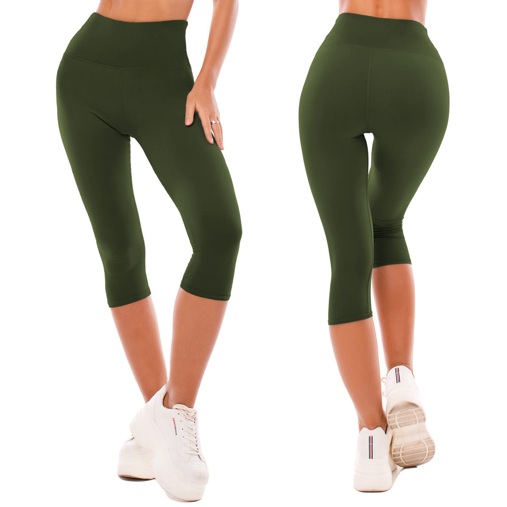 SINOPHANT 3/4 Leggins Capri Vita Alta Donna, Estivi Leggings Donna Fitness Corti Pantaloncini Yoga Coprenti Pinocchietto Opaco Elastici Morbido per Sportivi o Casual