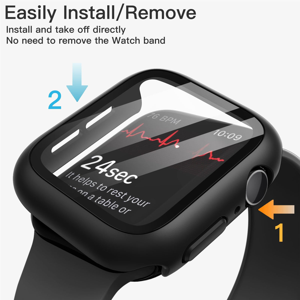 JETech Cover per Apple Watch Series 11/10 46mm, Nero
