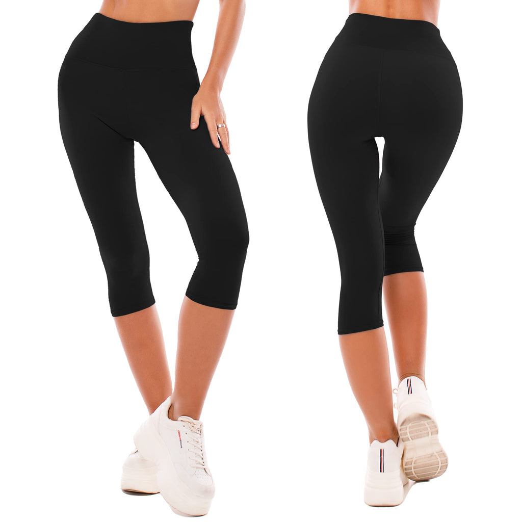 SINOPHANT 3/4 Leggins Capri Vita Alta Donna, Estivi Leggings Donna Fitness Corti Pantaloncini Yoga Coprenti Pinocchietto Opaco Elastici Morbido per Sportivi o Casual