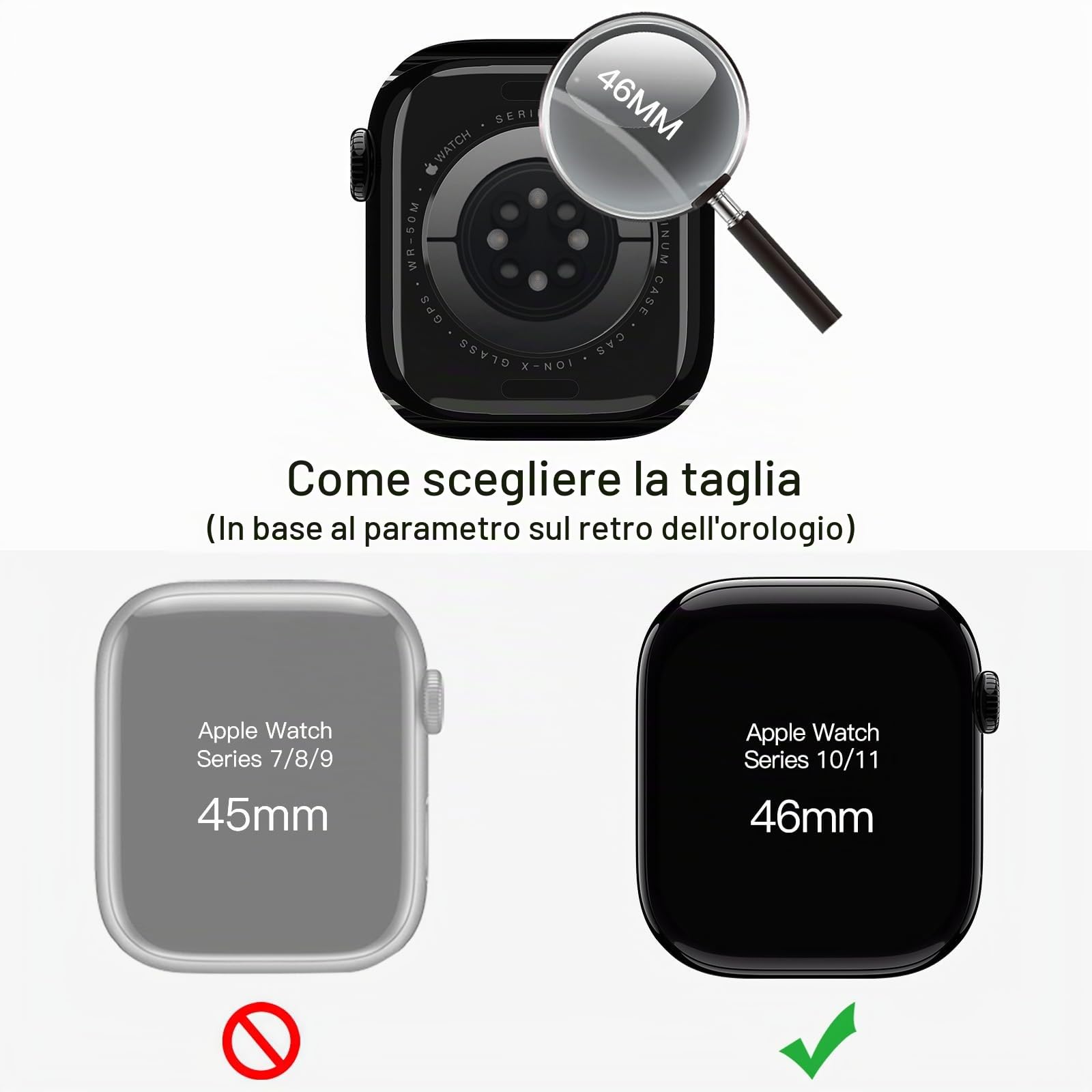 JETech Cover per Apple Watch Series 11/10 46mm, Nero