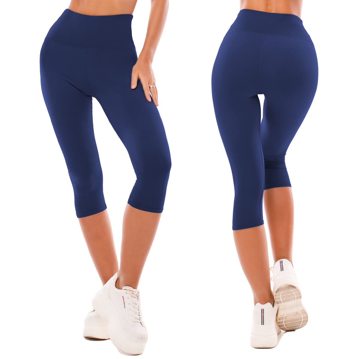 SINOPHANT 3/4 Leggins Capri Vita Alta Donna, Estivi Leggings Donna Fitness Corti Pantaloncini Yoga Coprenti Pinocchietto Opaco Elastici Morbido per Sportivi o Casual