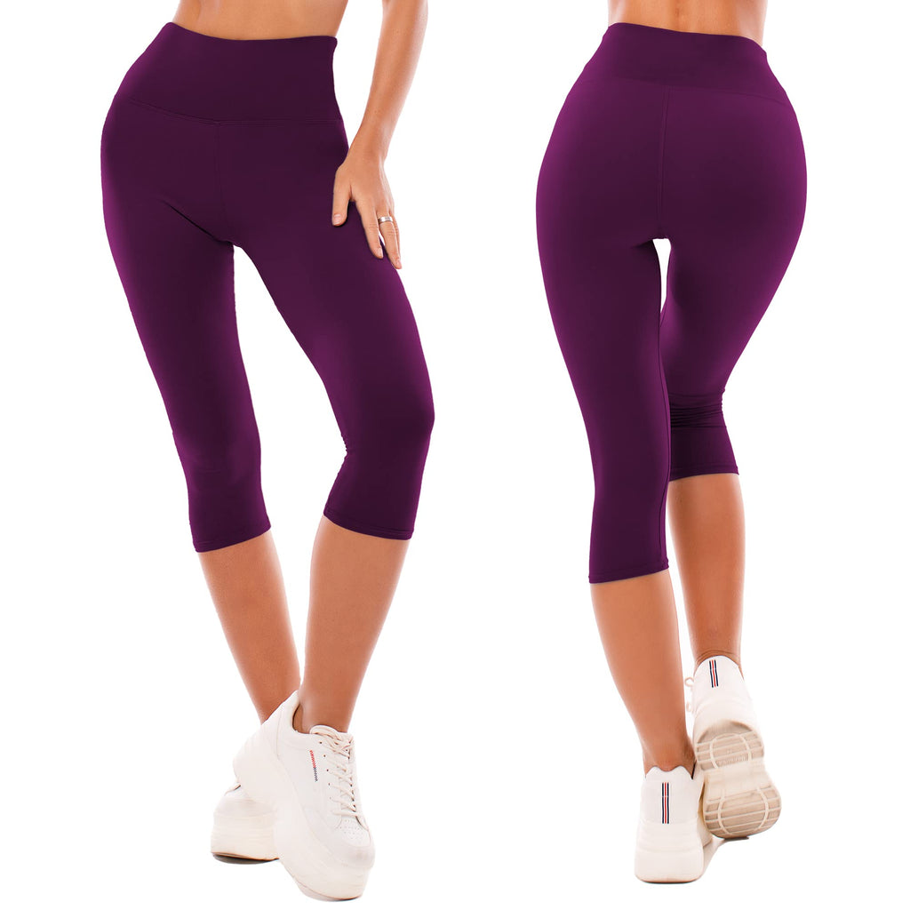 SINOPHANT 3/4 Leggins Capri Vita Alta Donna, Estivi Leggings Donna Fitness Corti Pantaloncini Yoga Coprenti Pinocchietto Opaco Elastici Morbido per Sportivi o Casual