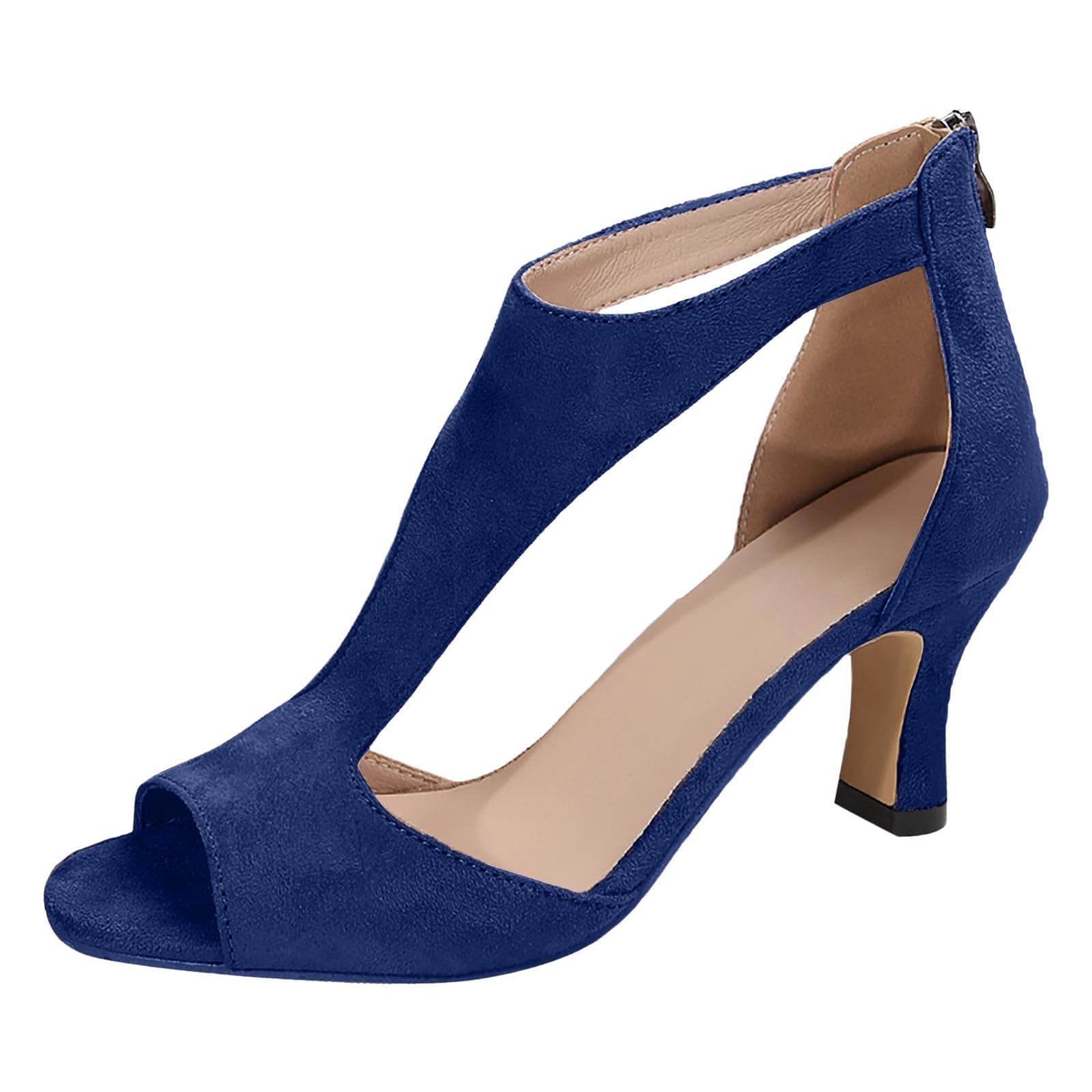 Sandali Donna Estive Eleganti con Tacco Scarpe Estive Comode Elegante Sandali Cerimonia con Cinturino alla Caviglia Heeled Sandal Classiche Neri Fibbie Tacchi Sandalo Sposa Matrimonio Tango Latin