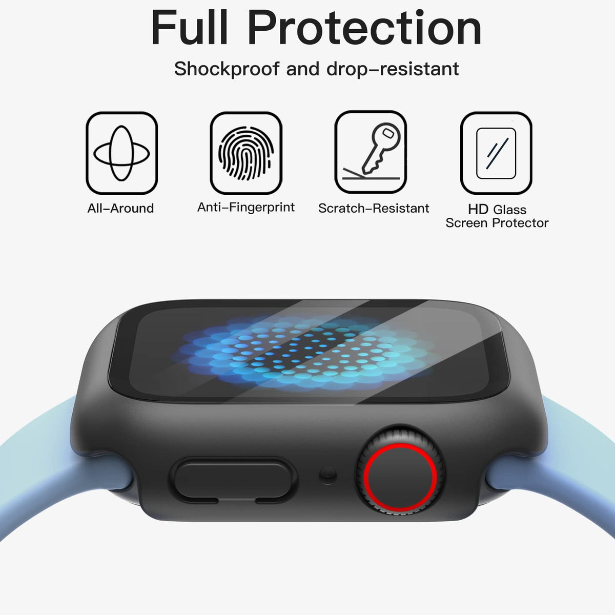JETech Cover per Apple Watch Series 11/10 46mm, Nero