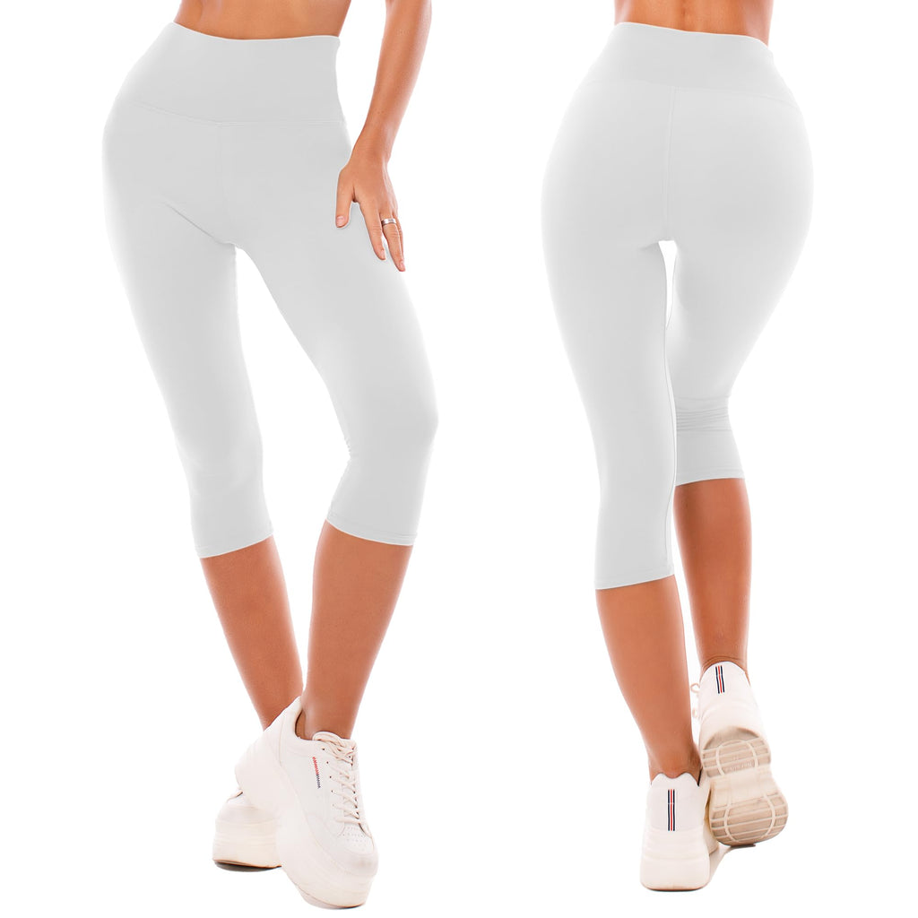 SINOPHANT 3/4 Leggins Capri Vita Alta Donna, Estivi Leggings Donna Fitness Corti Pantaloncini Yoga Coprenti Pinocchietto Opaco Elastici Morbido per Sportivi o Casual