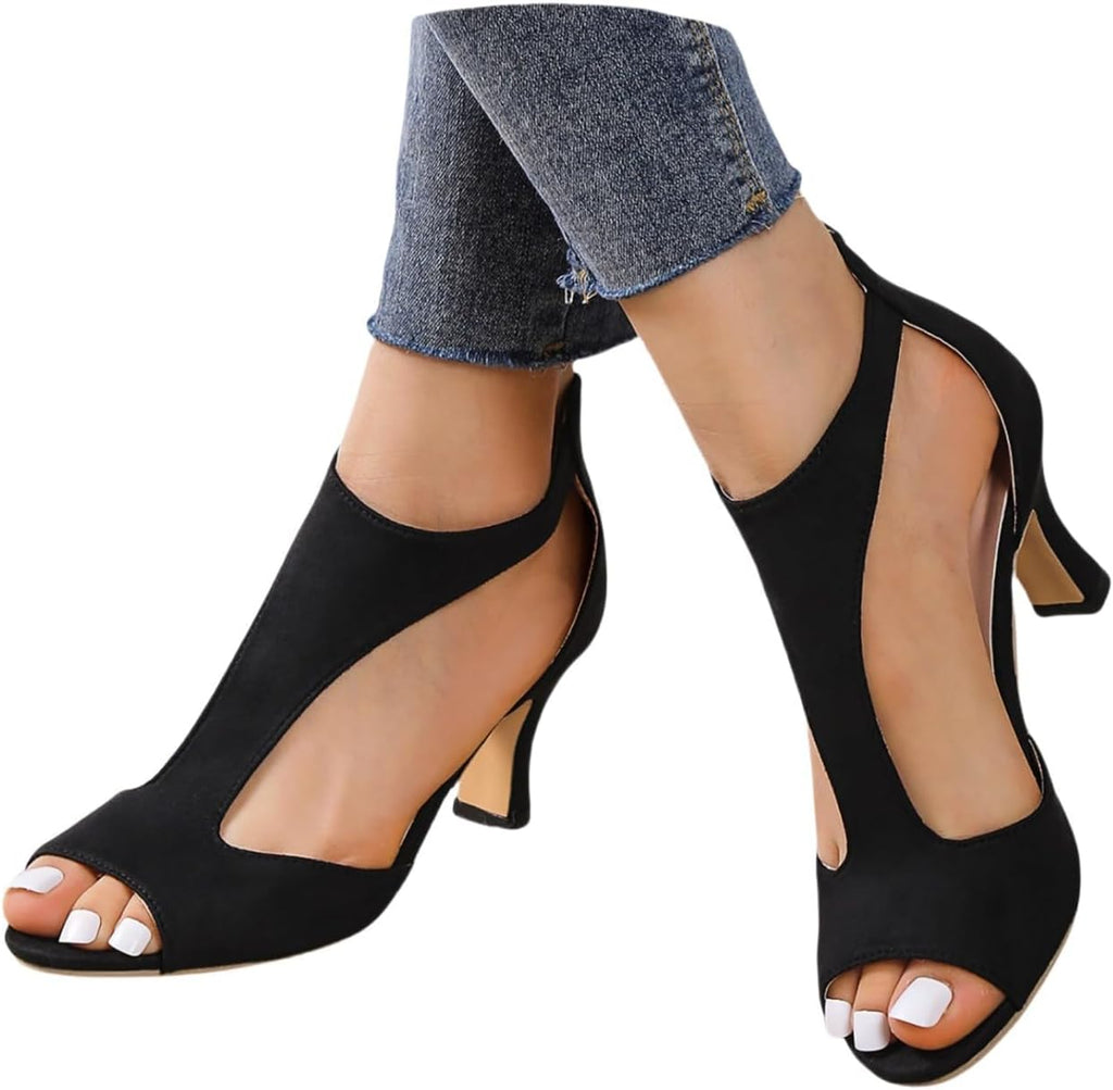Sandali Donna Estive Eleganti con Tacco Scarpe Estive Comode Elegante Sandali Cerimonia con Cinturino alla Caviglia Heeled Sandal Classiche Neri Fibbie Tacchi Sandalo Sposa Matrimonio Tango Latin