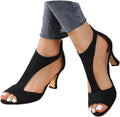 Sandali Donna Estive Eleganti con Tacco Scarpe Estive Comode Elegante Sandali Cerimonia con Cinturino alla Caviglia Heeled Sandal Classiche Neri Fibbie Tacchi Sandalo Sposa Matrimonio Tango Latin