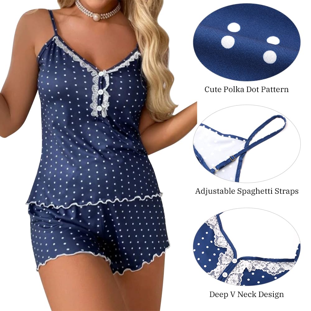 VicSec Set Pigiama da Donna a 2 Pezzi Estivo Stampato con Canotta Senza Maniche e Pantaloncini Pigiama da Donna con Scollo a V, Abbigliamento Casual da Casa Spalline Bottoni Completo con Stampa, S-XL