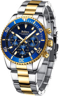 BIDEN Orologio Uomo Orologio Militare Acciaio Cronografo Impermeabile Luminosi Design Orologi Quadrante Grande da Polso Elegante Sportivo Analogici Data…