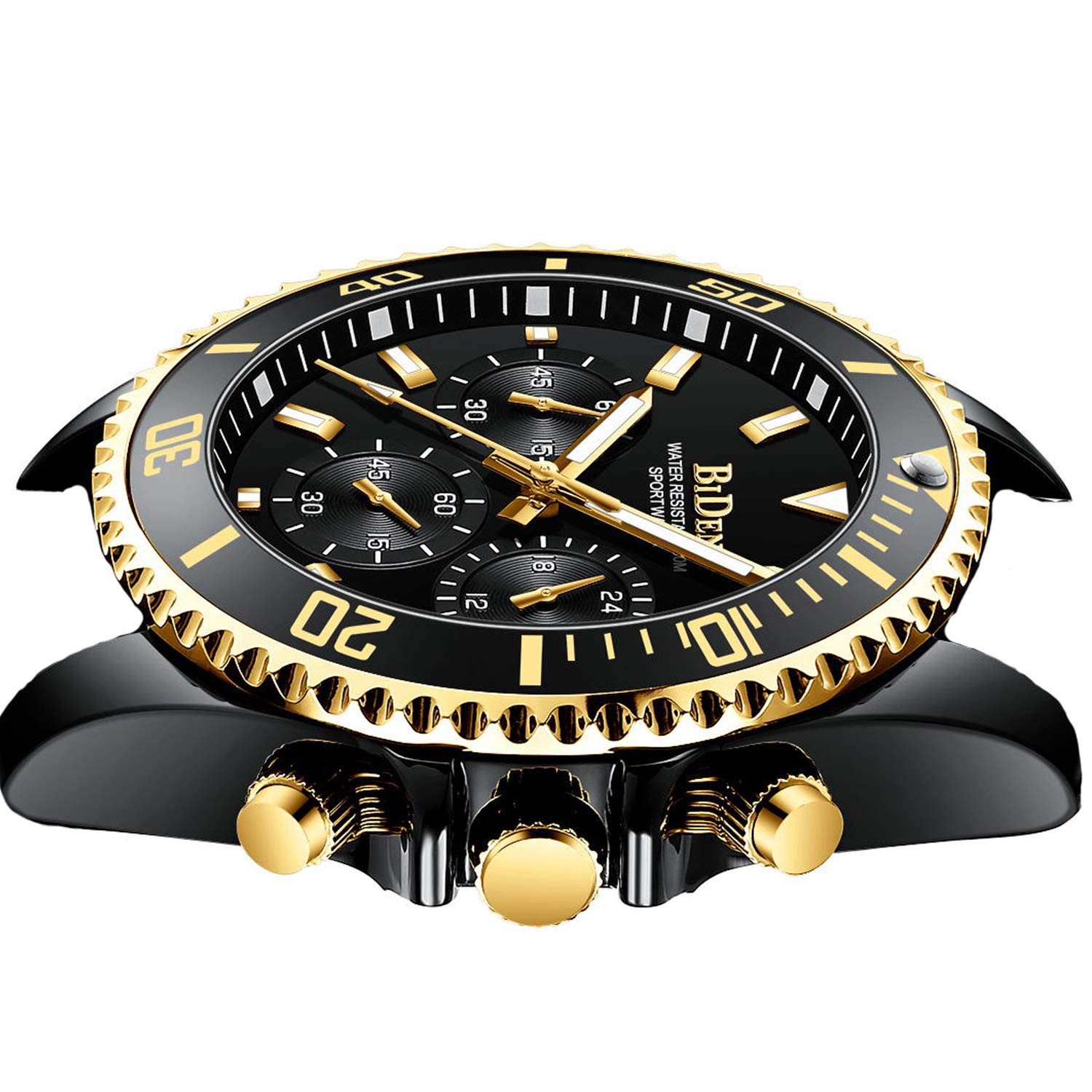 BIDEN Orologio Uomo Orologio Militare Acciaio Cronografo Impermeabile Luminosi Design Orologi Quadrante Grande da Polso Elegante Sportivo Analogici Data…