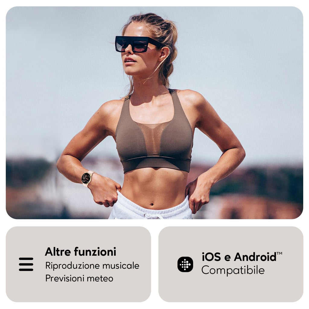 AcclaFit Smartwatch Uomo Donna con Chiamate Bluetooth, Orologio Fitness Rotondo da 1,38" con 147+ Modalità Sportive, Cardiofrequenzimetro, Sonno, IP68 Impermeabile, Compatibile con Android iOS