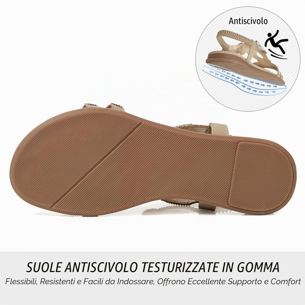 Sandali Donna Estive Eleganti Sandali Gioiello Comode Bassi Sandalo con Strass Bohemia Flip Flops Mare Ciabatte Open Toe Tacco Basso Gladiatore Sandalo Aperte 2025