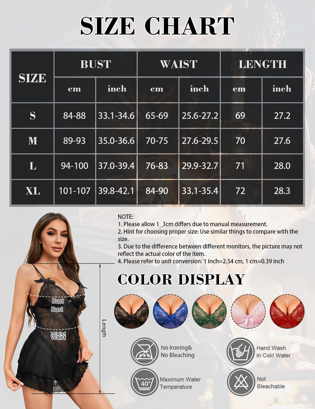 Tuopuda Lingerie Donna Sexy Intima Babydoll in Pizzo Camicia da Notte in Maglia Trasparente Intima da Notte Scollo a V Aperto Mini Abito con Perizoma
