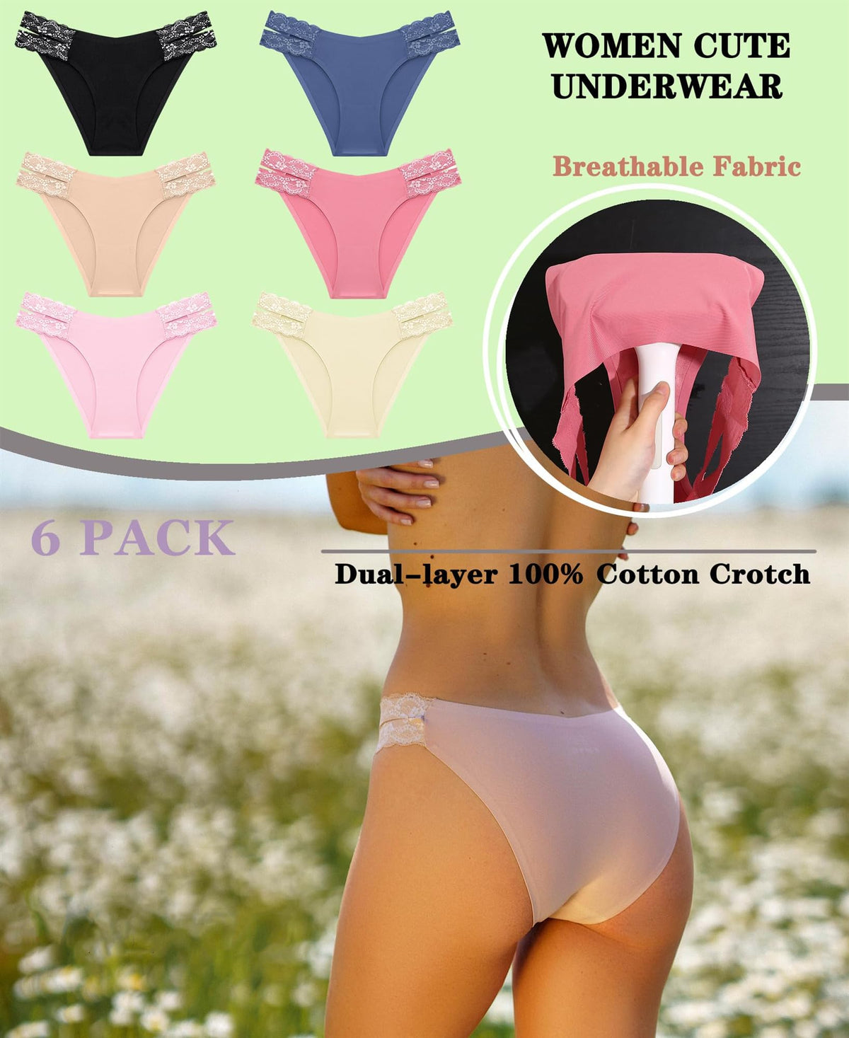 BeReady Mutande Donna Brasiliana Slip Donna Senza Cuciture Pizzo Culotte Donna Senza Cuciture Confortevole Invisibile Intimo Donna