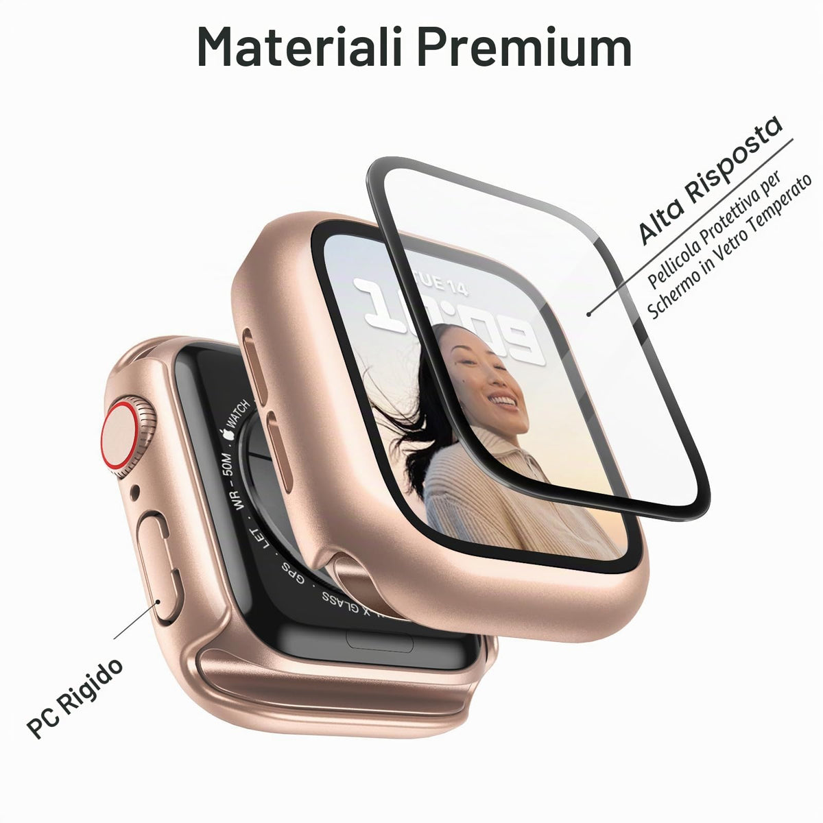 JETech Cover per Apple Watch Series 11/10 46mm, Nero