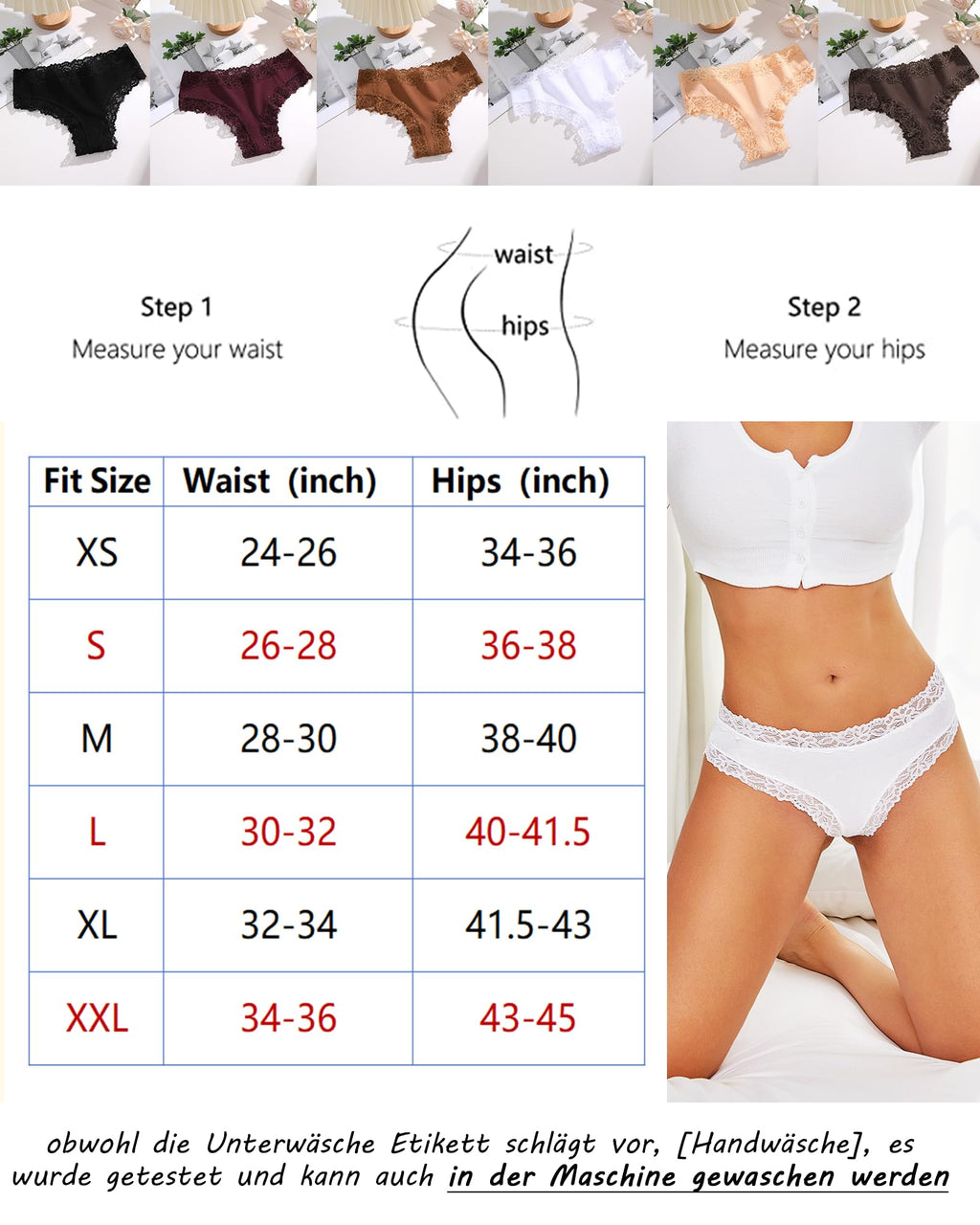 ALL OF SHE Mutande Brasiliana Donna Cotone Slip Pizzo Set Mutandine a Vita Bassa Intimo Seducente Culotte Underwear Pacco da 5