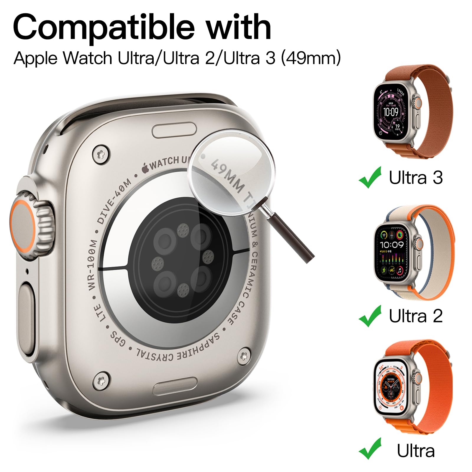 JETech Cover per Apple Watch Series 11/10 46mm, Nero
