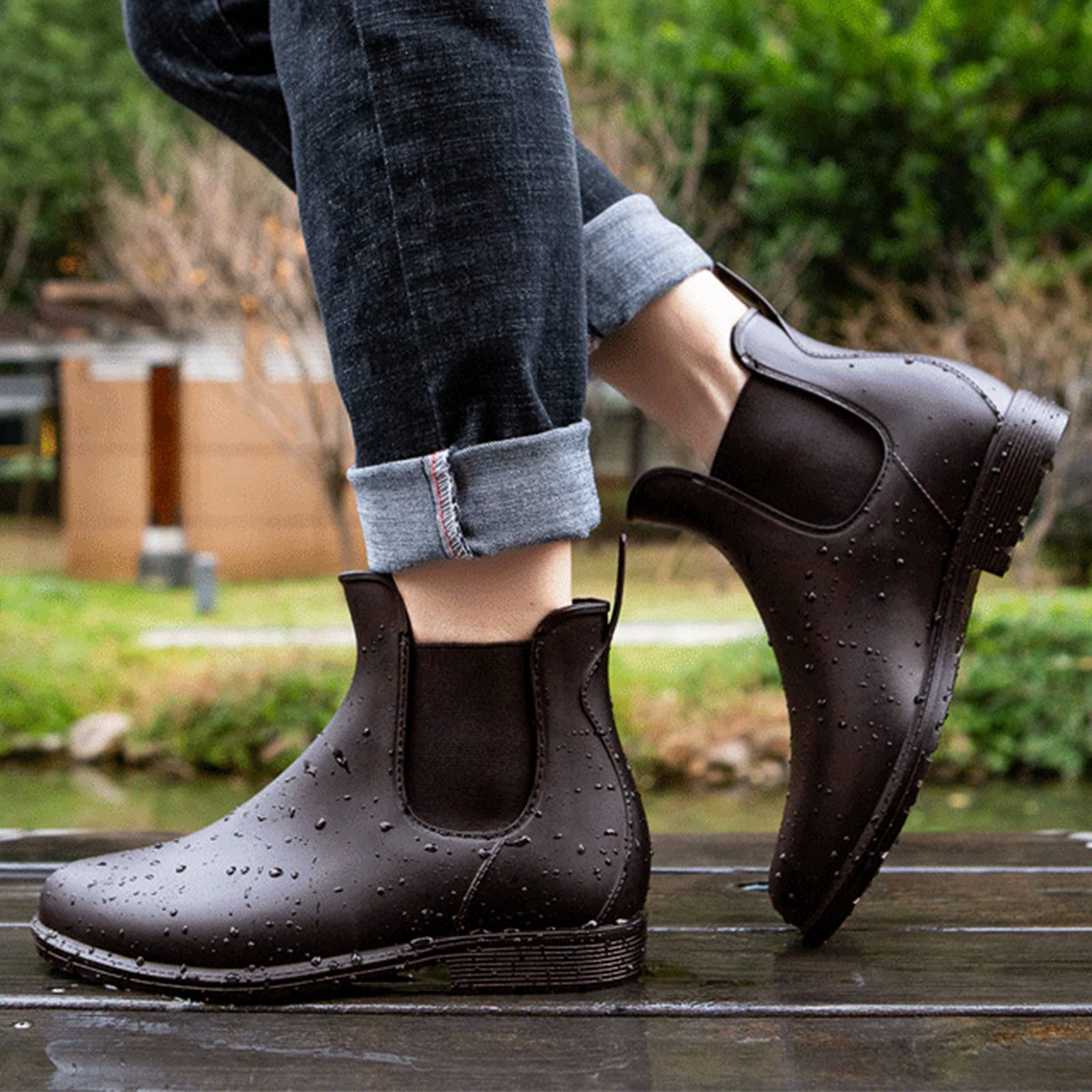 Geweo Stivali Di Gomma Donna Chelsea Uomo Impermeabile Antivento in Nero Marrone Grigio Rosso Bianco Taglia 35-43