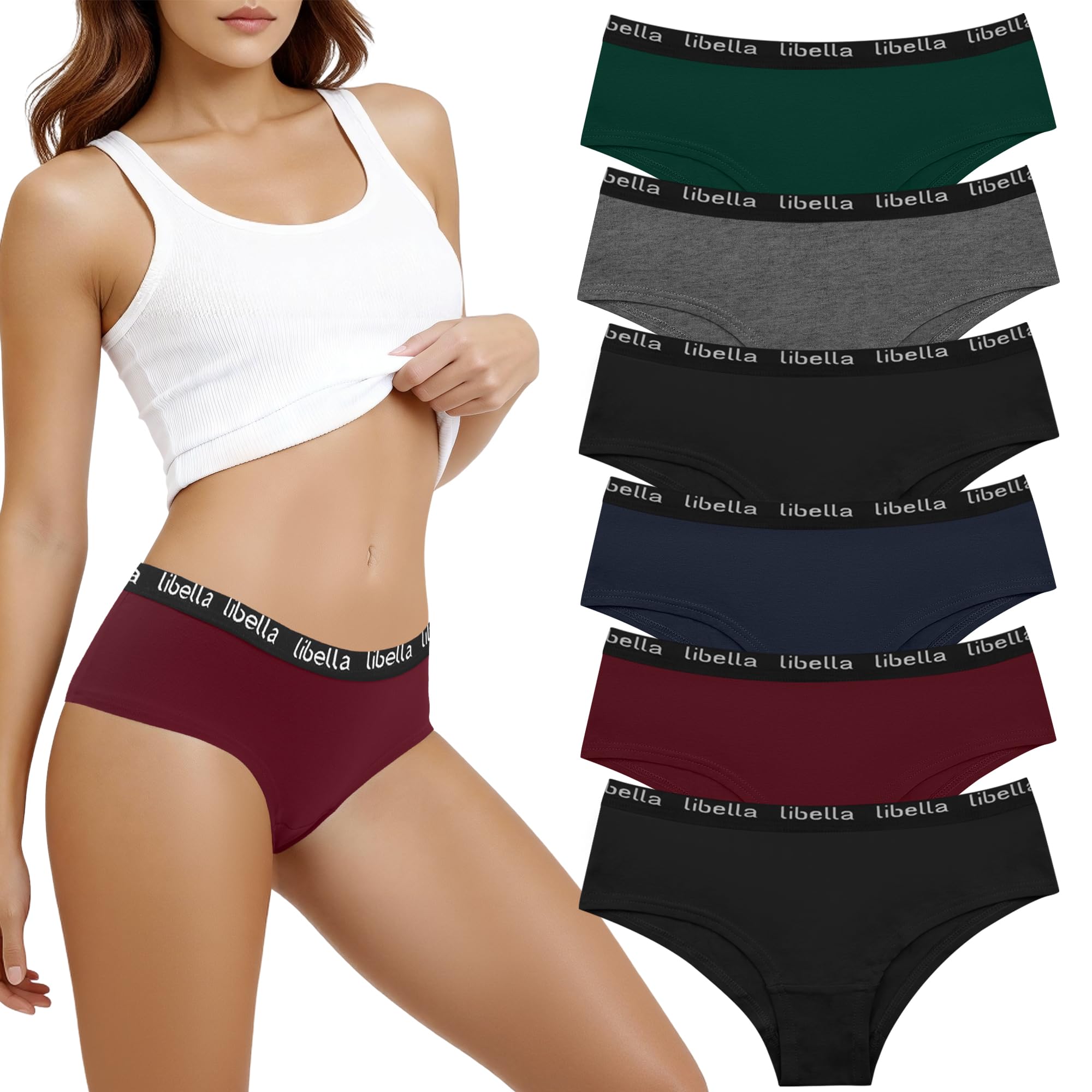 Libella Slip Donna Bassi in Cotone Elasticizzato Mutande Pacco da 6