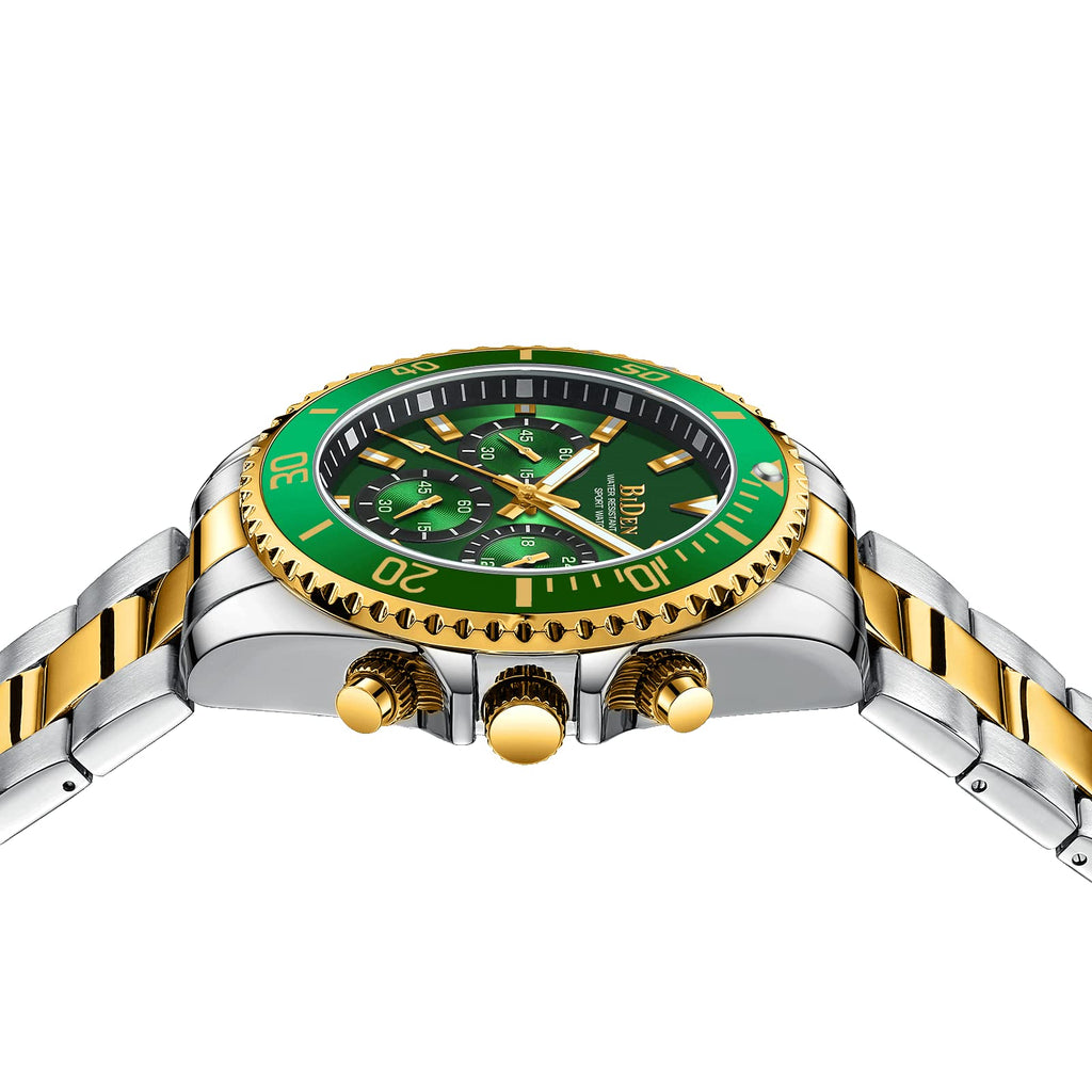BIDEN Orologio Uomo Orologio Militare Acciaio Cronografo Impermeabile Luminosi Design Orologi Quadrante Grande da Polso Elegante Sportivo Analogici Data…