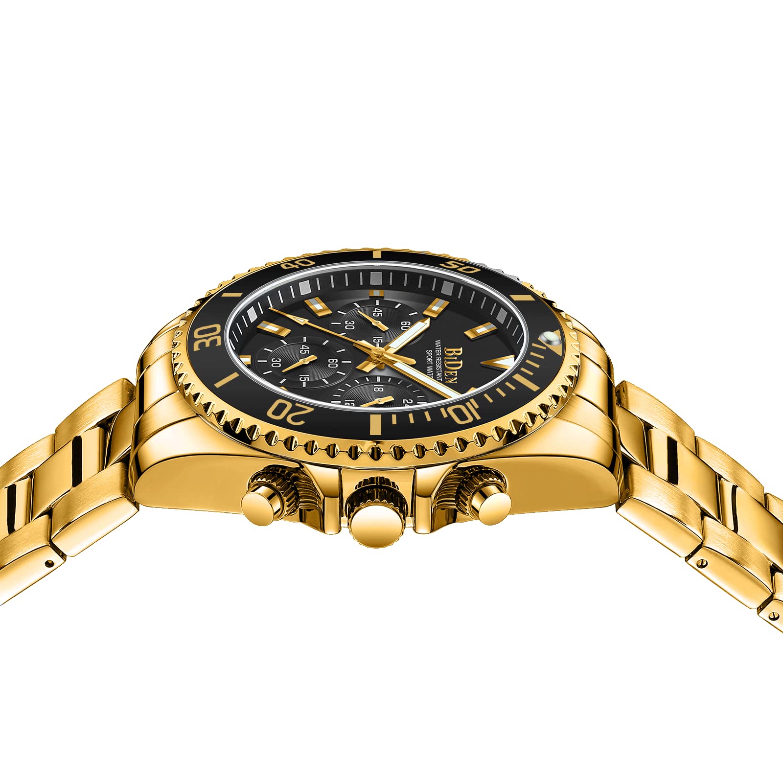 BIDEN Orologio Uomo Orologio Militare Acciaio Cronografo Impermeabile Luminosi Design Orologi Quadrante Grande da Polso Elegante Sportivo Analogici Data…