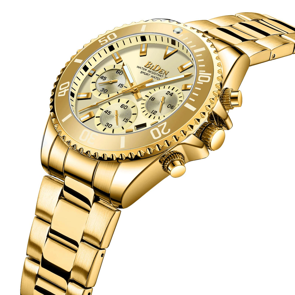 BIDEN Orologio Uomo Orologio Militare Acciaio Cronografo Impermeabile Luminosi Design Orologi Quadrante Grande da Polso Elegante Sportivo Analogici Data…