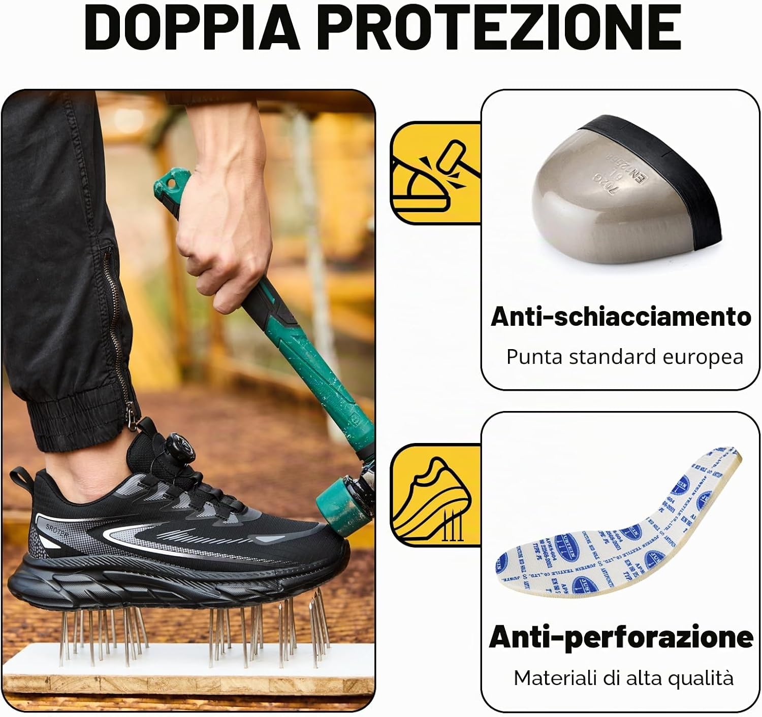 Scarpe Antinfortunistiche Uomo Donna Leggere Scarpe da Lavoro con Punta in Acciaio Traspiranti Scarpe Sicurezza Comode Antiscivolo Antiforatura