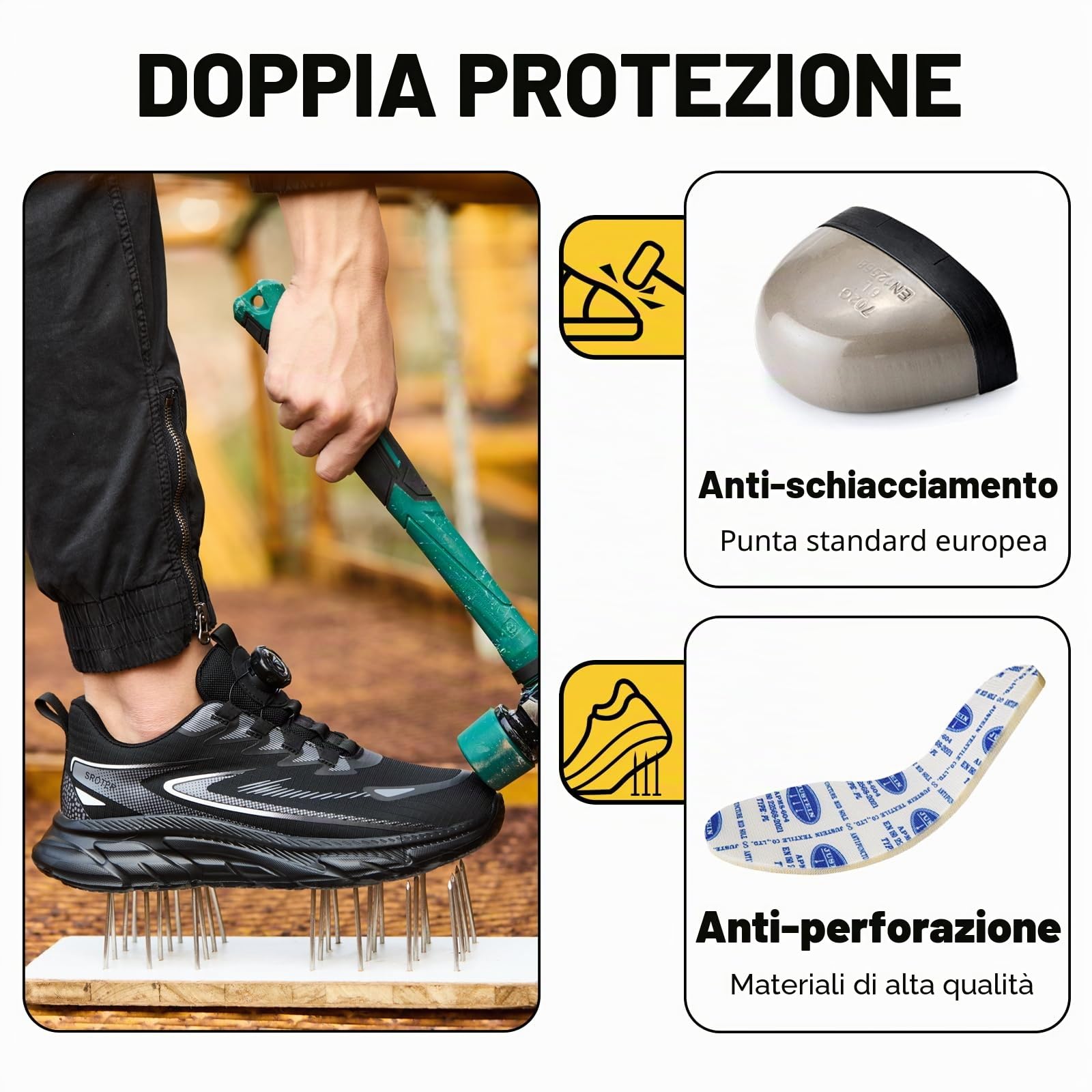 Scarpe Antinfortunistiche Uomo Donna Leggere Scarpe da Lavoro con Punta in Acciaio Traspiranti Scarpe Sicurezza Comode Antiscivolo Antiforatura