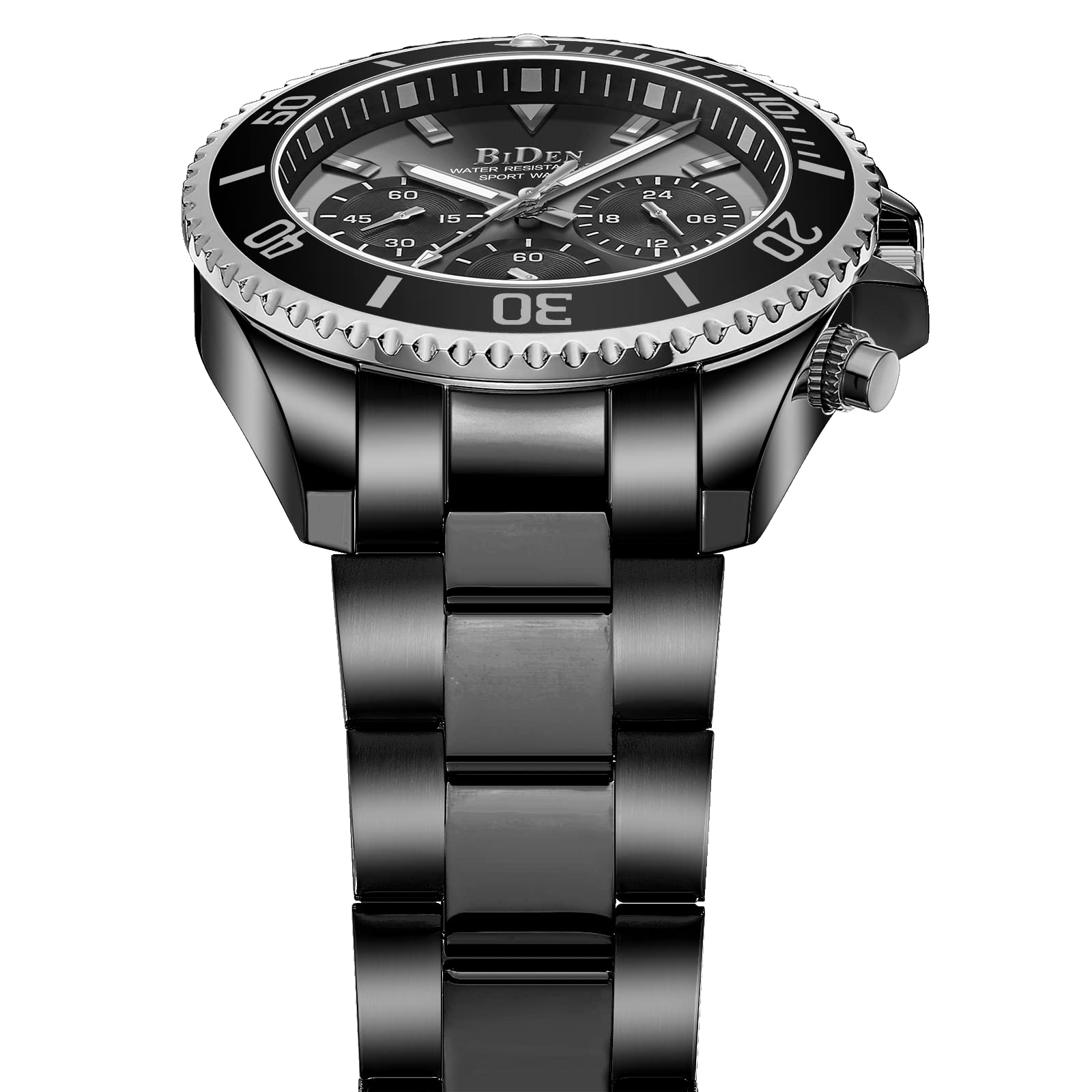 BIDEN Orologio Uomo Orologio Militare Acciaio Cronografo Impermeabile Luminosi Design Orologi Quadrante Grande da Polso Elegante Sportivo Analogici Data…