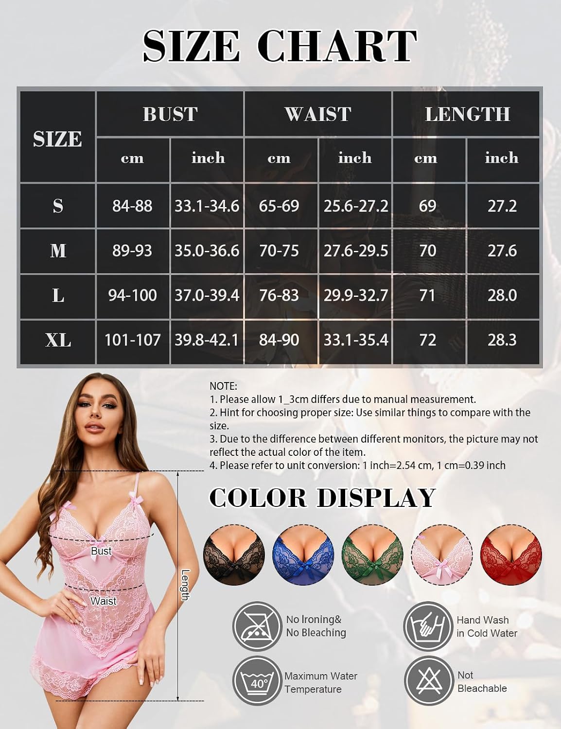 Tuopuda Lingerie Donna Sexy Intima Babydoll in Pizzo Camicia da Notte in Maglia Trasparente Intima da Notte Scollo a V Aperto Mini Abito con Perizoma