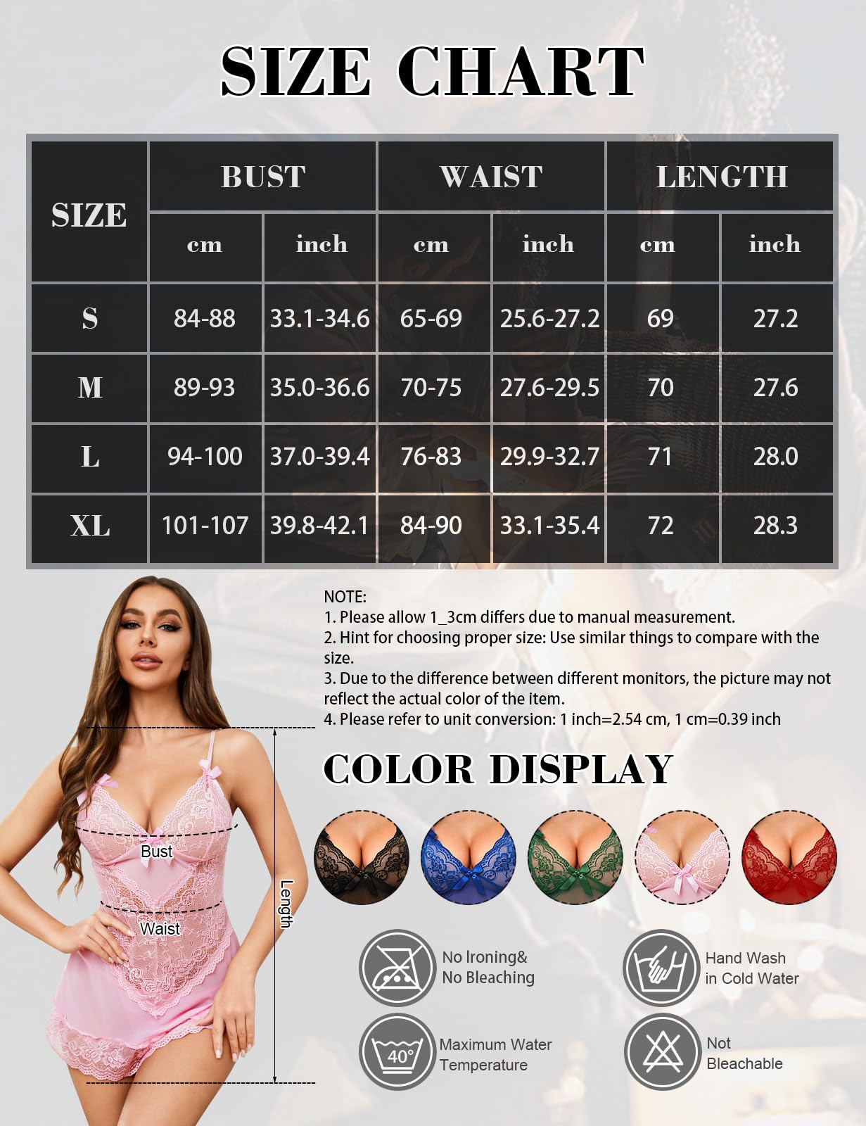 Tuopuda Lingerie Donna Sexy Intima Babydoll in Pizzo Camicia da Notte in Maglia Trasparente Intima da Notte Scollo a V Aperto Mini Abito con Perizoma