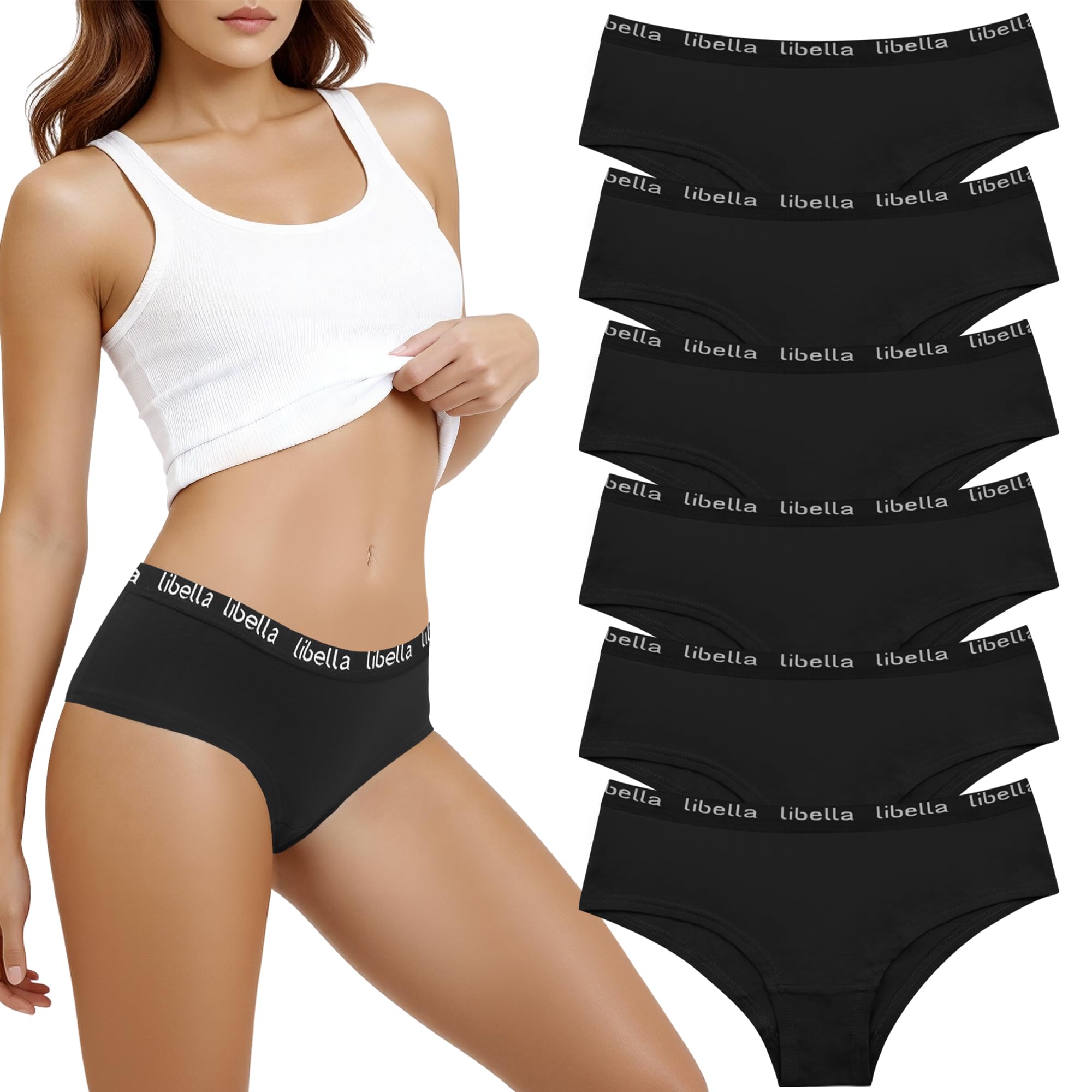 Libella Slip Donna Bassi in Cotone Elasticizzato Mutande Pacco da 6