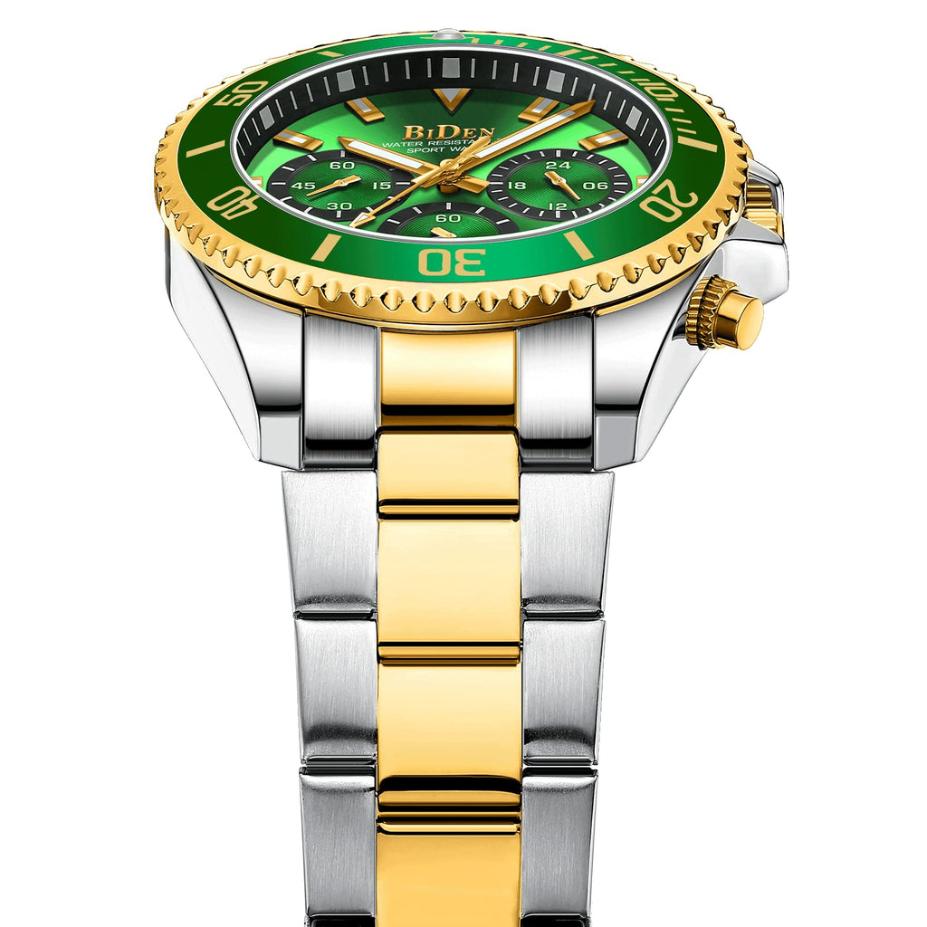 BIDEN Orologio Uomo Orologio Militare Acciaio Cronografo Impermeabile Luminosi Design Orologi Quadrante Grande da Polso Elegante Sportivo Analogici Data…