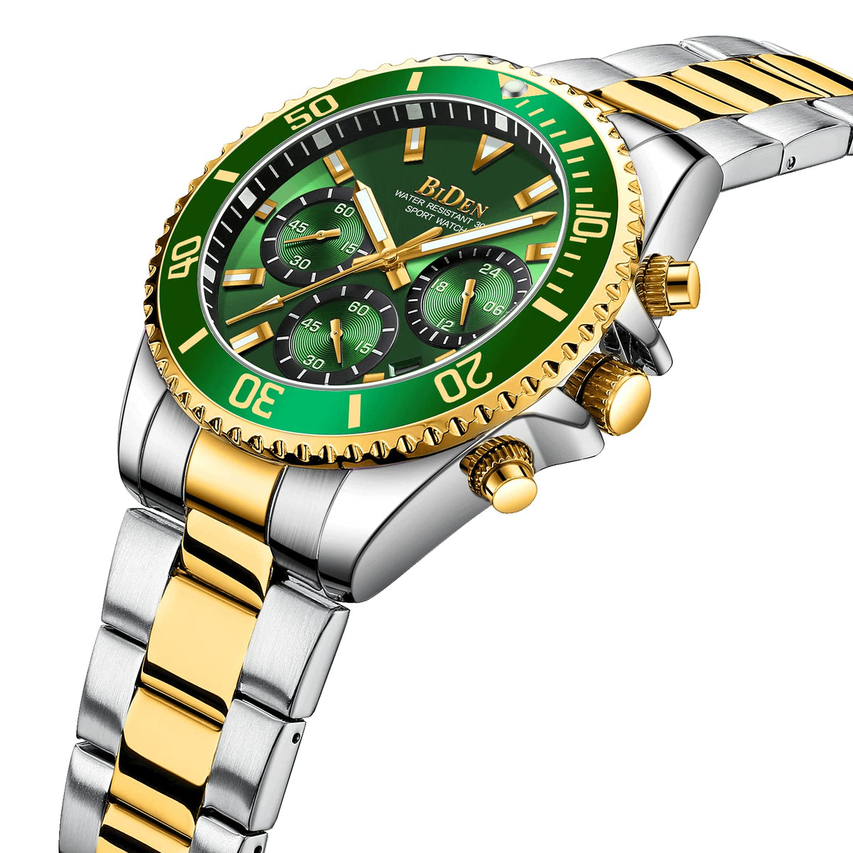 BIDEN Orologio Uomo Orologio Militare Acciaio Cronografo Impermeabile Luminosi Design Orologi Quadrante Grande da Polso Elegante Sportivo Analogici Data…