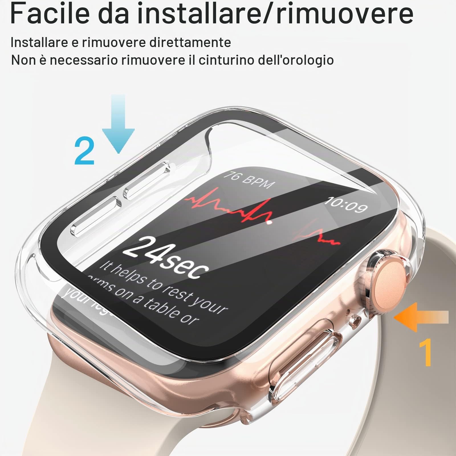 JETech Cover per Apple Watch Series 11/10 46mm, Nero