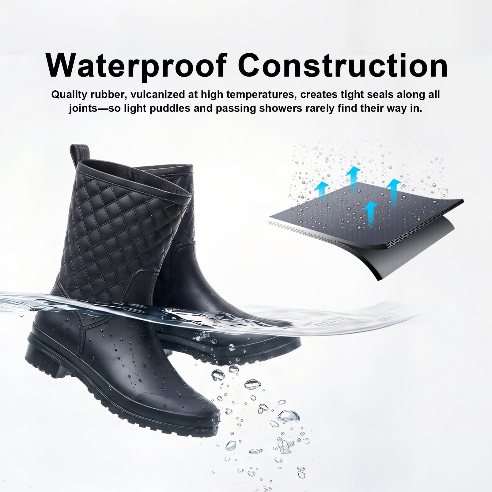 Hitmars Stivali Pioggia Donna Gomma Scarpe Impermeabili Chelsea Boots