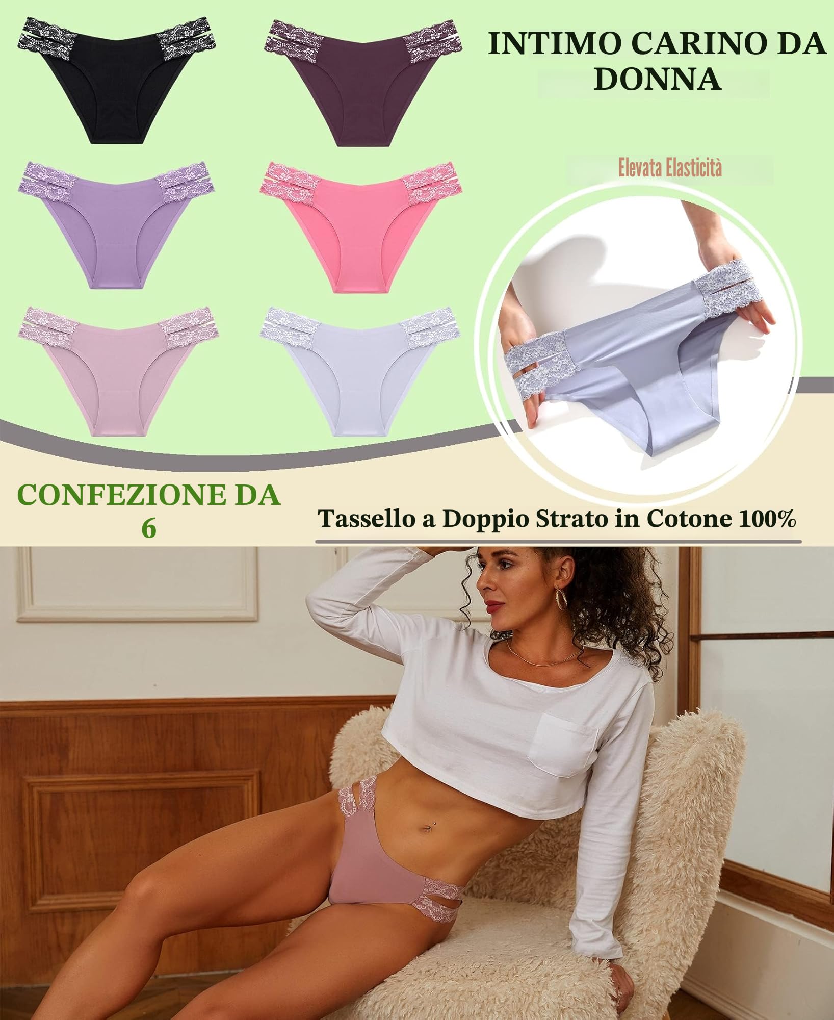 BeReady Mutande Donna Brasiliana Slip Donna Senza Cuciture Pizzo Culotte Donna Senza Cuciture Confortevole Invisibile Intimo Donna