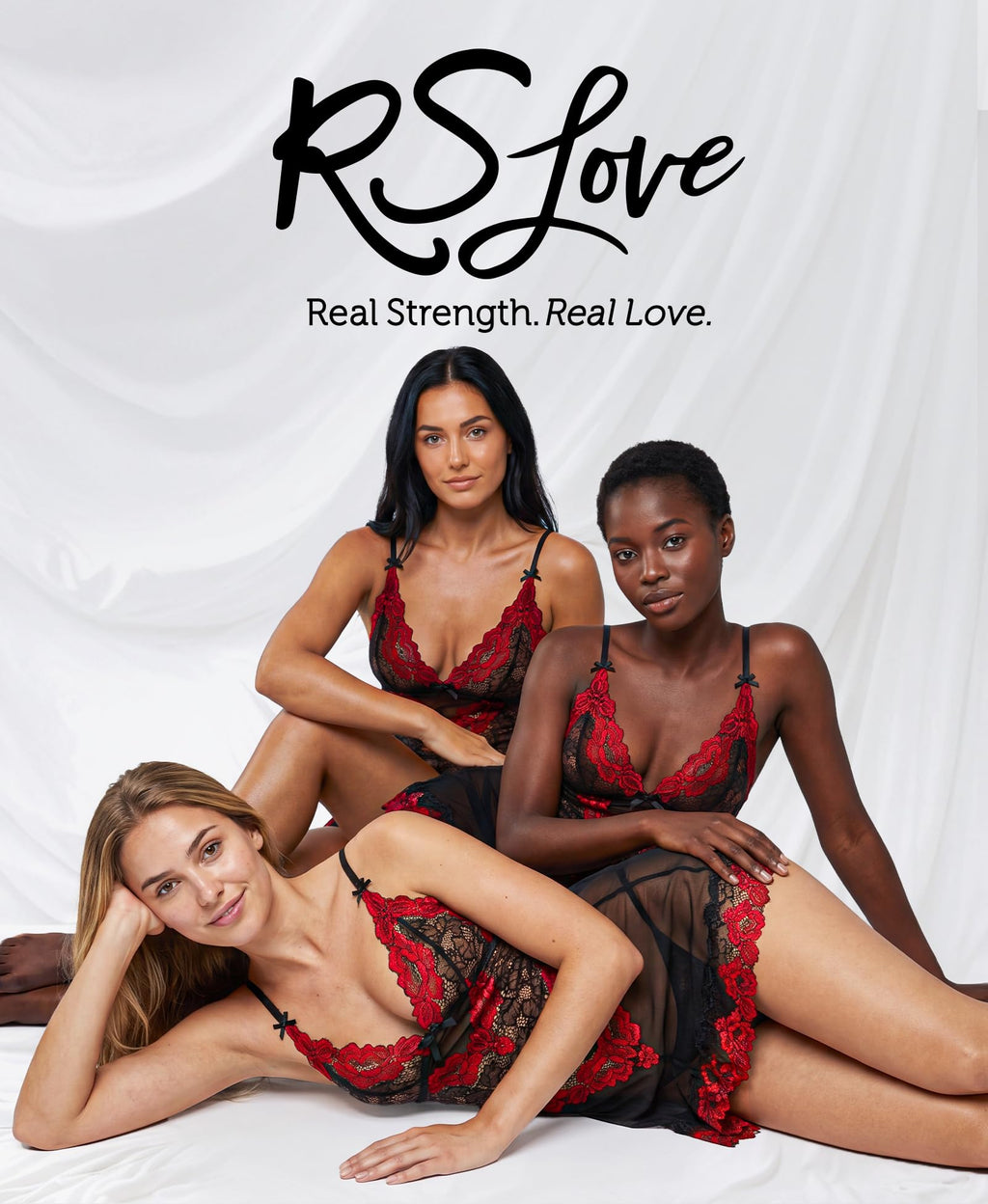 RSLOVE Lingerie per Donna Babydoll in Pizzo Camicia da Notte Sexy in Maglia Chemise con Scollo a V Abito da Notte