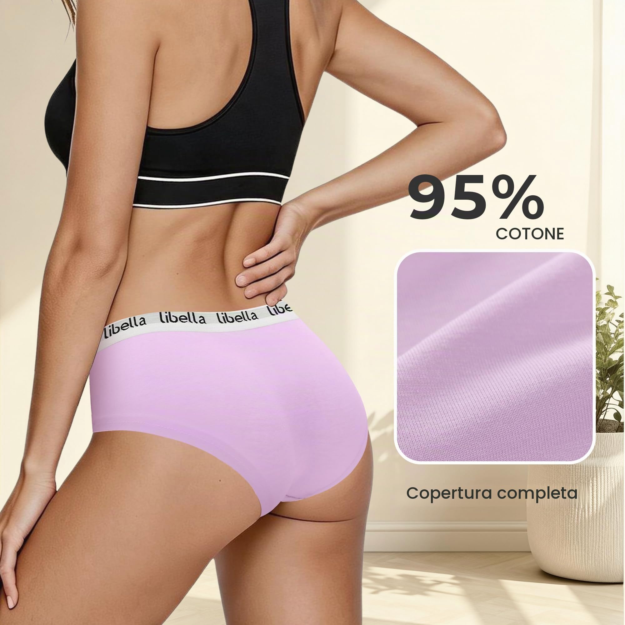 Libella Slip Donna Bassi in Cotone Elasticizzato Mutande Pacco da 6