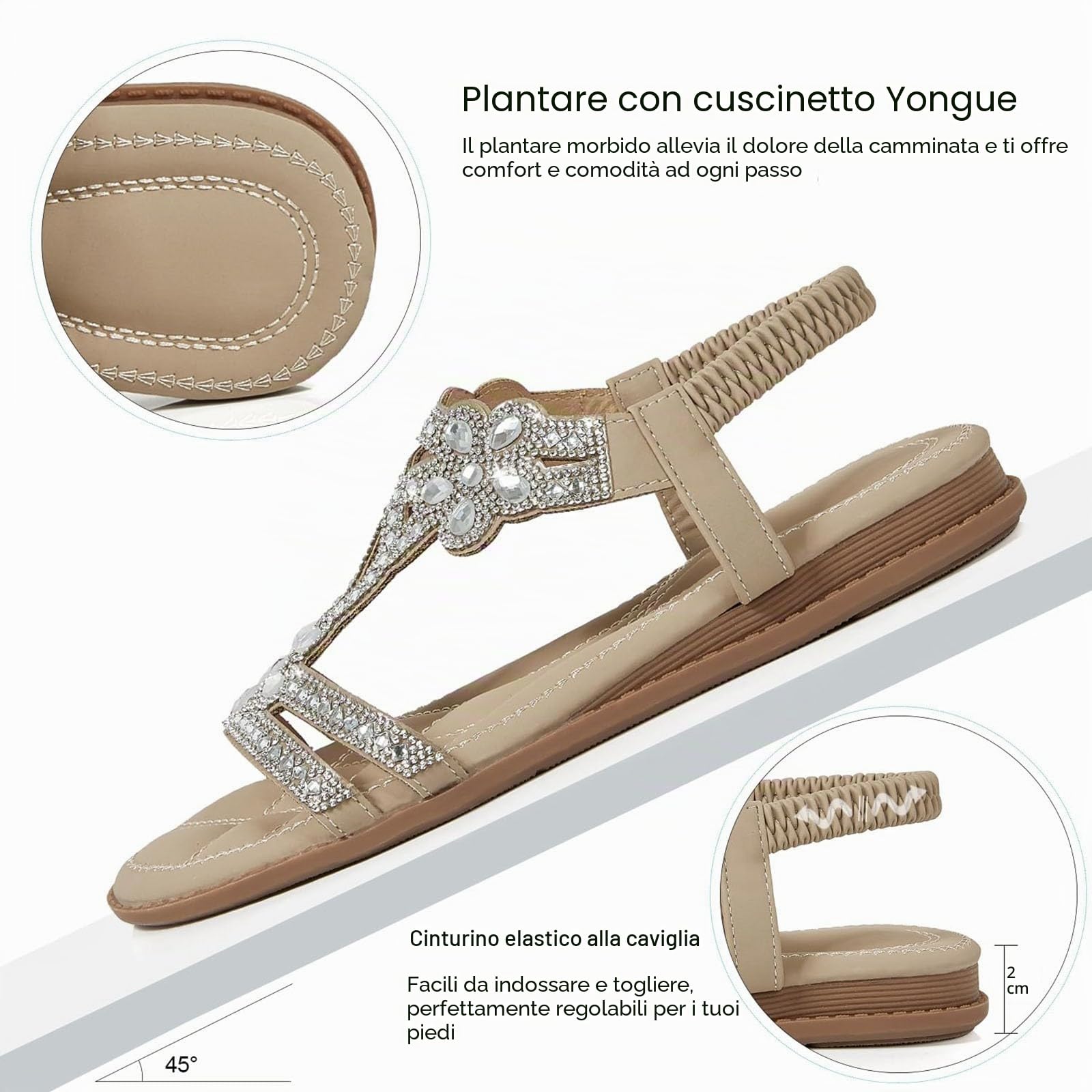 Sandali Donna Estive Eleganti Sandali Gioiello Comode Bassi Sandalo con Strass Bohemia Flip Flops Mare Ciabatte Open Toe Tacco Basso Gladiatore Sandalo Aperte 2025