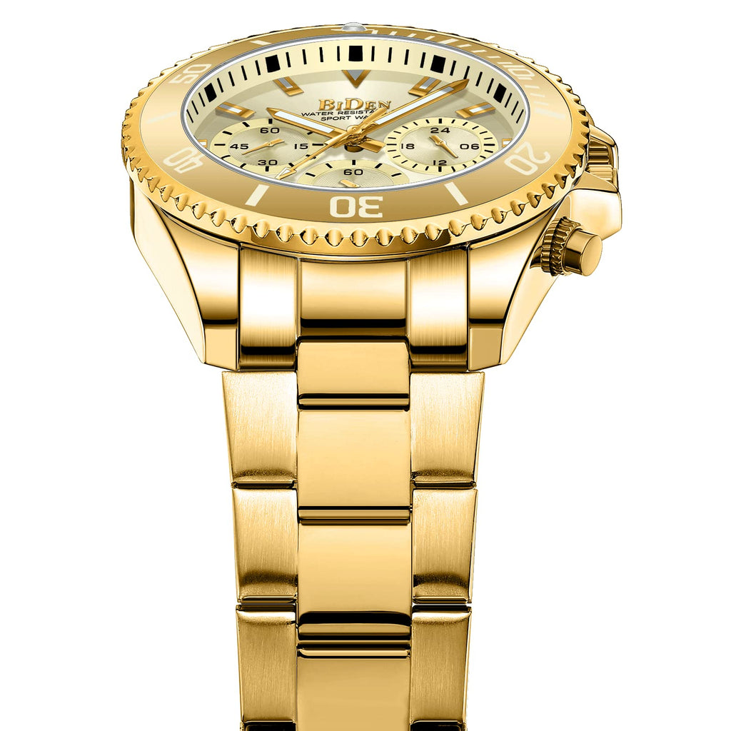 BIDEN Orologio Uomo Orologio Militare Acciaio Cronografo Impermeabile Luminosi Design Orologi Quadrante Grande da Polso Elegante Sportivo Analogici Data…