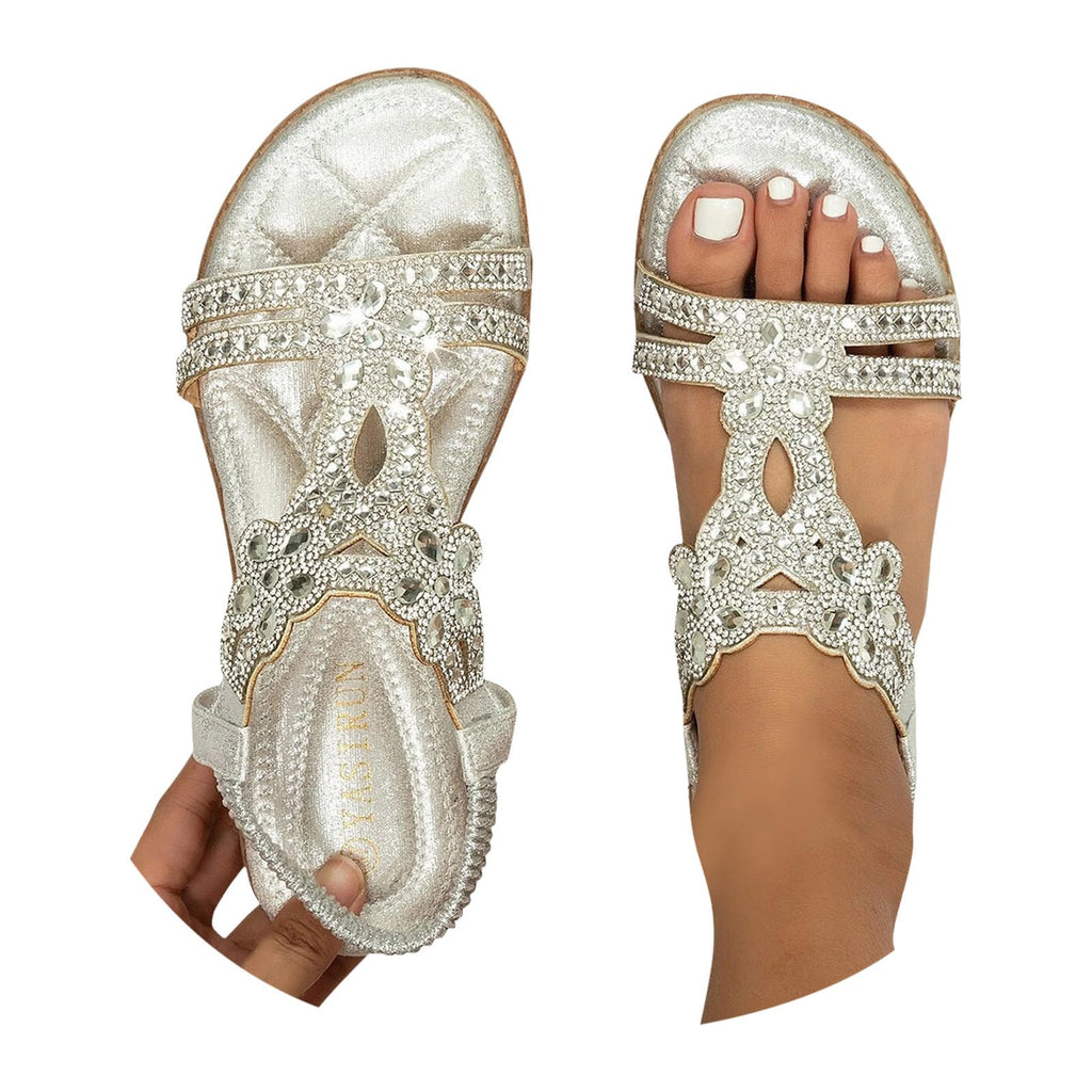 Sandali Donna Estive Gioiello Comodi Eleganti Sandalo da Spiaggia Antiscivolo Lavabili Scarpe Estivo Morbida Punta Aperta Ciabatte Leggero Bohémien 36-46