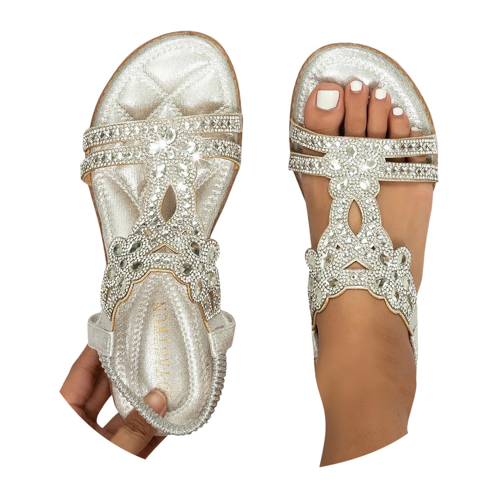 Sandali Donna Estive Gioiello Comodi Eleganti Sandalo da Spiaggia Antiscivolo Lavabili Scarpe Estivo Morbida Punta Aperta Ciabatte Leggero Bohémien 36-46