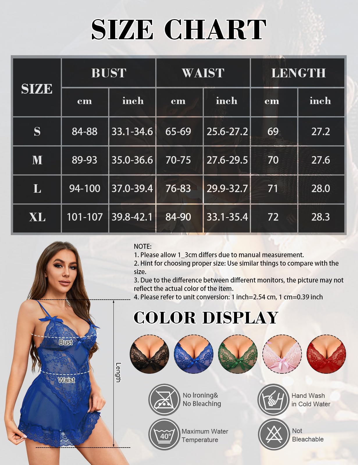 Tuopuda Lingerie Donna Sexy Intima Babydoll in Pizzo Camicia da Notte in Maglia Trasparente Intima da Notte Scollo a V Aperto Mini Abito con Perizoma