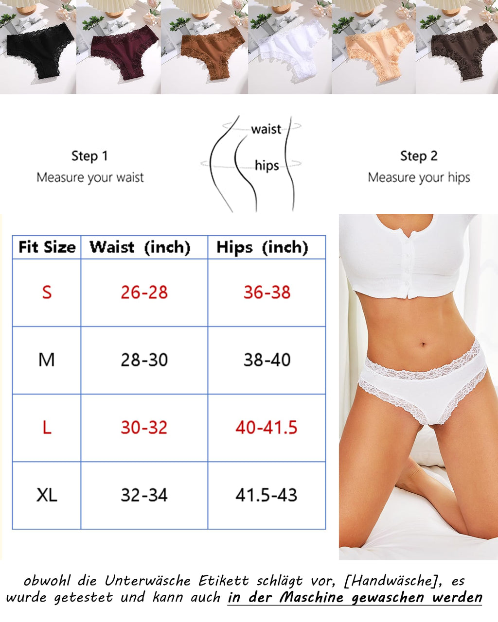 ALL OF SHE Mutande Brasiliana Donna Cotone Slip Pizzo Set Mutandine a Vita Bassa Intimo Seducente Culotte Underwear Pacco da 5