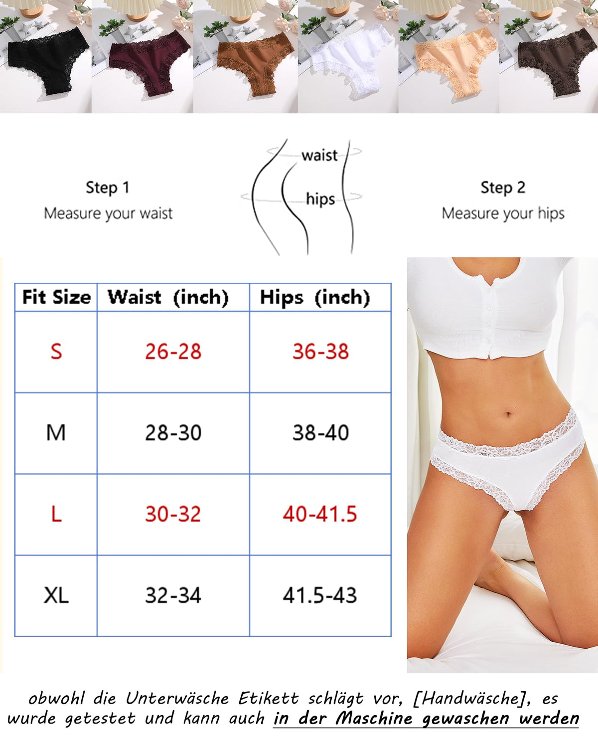ALL OF SHE Mutande Brasiliana Donna Cotone Slip Pizzo Set Mutandine a Vita Bassa Intimo Seducente Culotte Underwear Pacco da 5