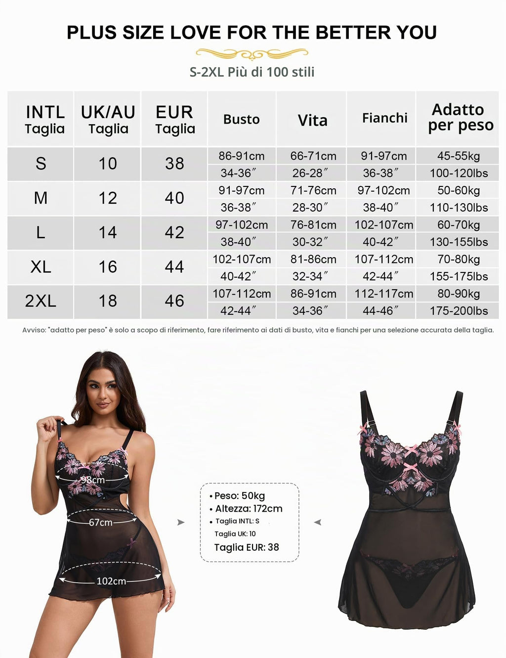 ohmydear Babydoll Donna Pizzo con Ricamo Completo Intimo con Reggiseno Push Up e G-String Camicia da Notte Donna Spalline Regolabile Lingerie Hot Cruvy Abito Senza Schienale